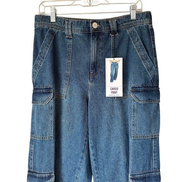 Baggy Relaxed Cargo Jeans, Wide Leg, High Elastic Waist, 30 - Picture 4 of 11